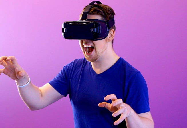 man using VR device